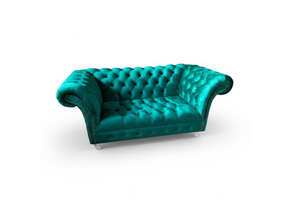 Chesterfield divano di lusso 2 posti in tessuto Blu Divani Verde divani