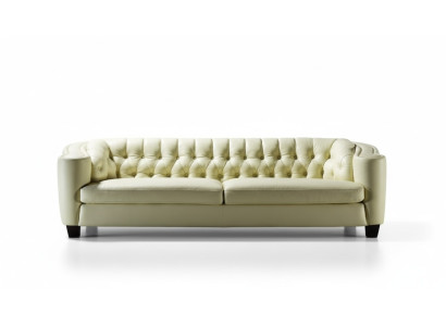 Divano Chesterfield di lusso a 4 posti in ecopelle bianca, moderno.