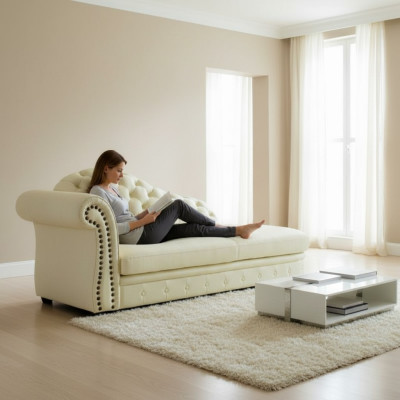 Chaiselongue Chesterfield Liege Chaise Sofa Lounge Seduta sdraiata 230cm