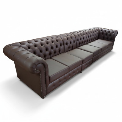Chesterfield Grande Divano Sofa in pelle xxl Divani Extra Large Marrone Divano 6 Posti