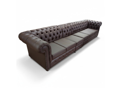 Chesterfield Grande Divano Sofa in pelle xxl Divani Extra Large Marrone Divano 6 Posti