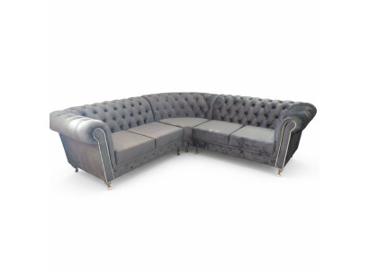 Chesterfield divano a L in tessuto design divano angolare a forma di C e sofa angolo couchen