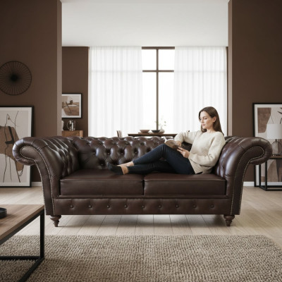 Divano Chesterfield a 3 posti Couch Sedile Divano di lusso tre posti 230cm