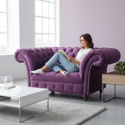 Poltrona Chesterfield 1 posto in tessuto poltrona stoffa seduta salotto.