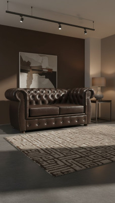 Divano Chesterfield 2 posti in pelle di lusso due posti marrone divani mobili sofa