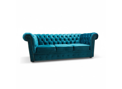 Divano Chesterfield 3 posti in tessuto blu divani moderni