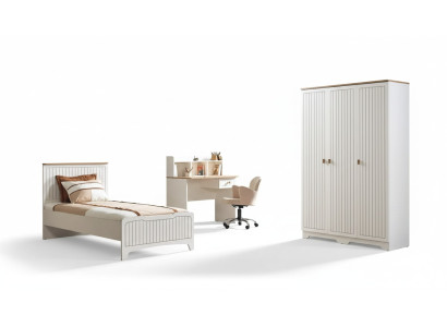 Moderno set completo per camera ragazzi di lusso, 3 pezzi bianco.