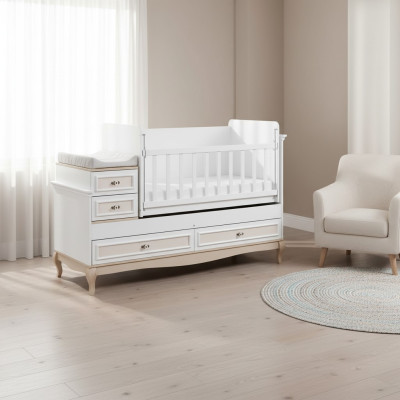 Lettino per bambini Letto da bambino Set di biancheria da letto Con cassetto bianco nella cameretta moderna
