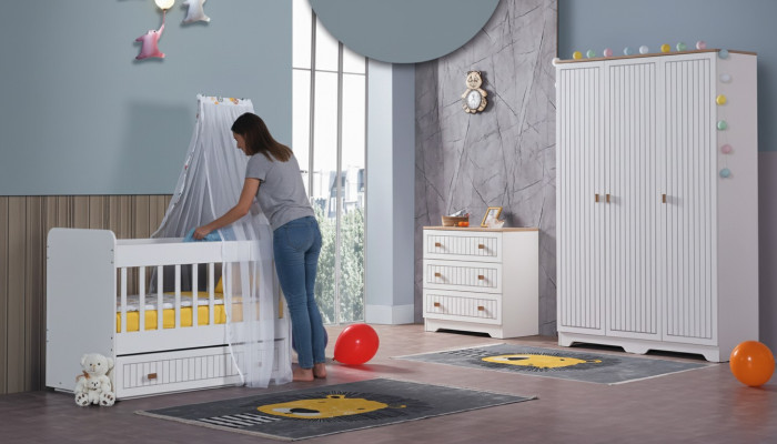 Camera completa per bambini Armadio Letto Camera da letto per bambini Comò 3 pezzi.