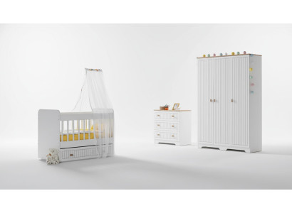 Camera completa per bambini Armadio Letto Camera da letto per bambini Comò 3 pezzi.