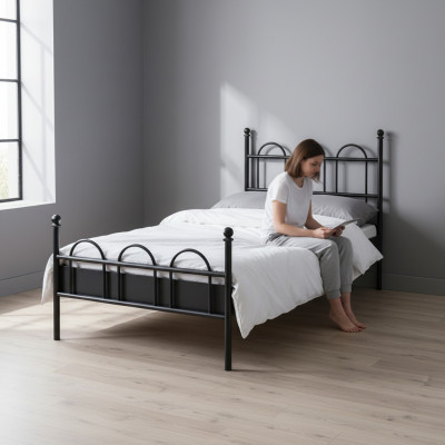 Letto in metallo nero Struttura letto classica Camera per ragazzi Nero