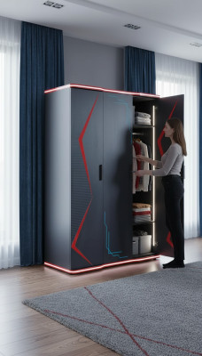 Armadio nero Armadio Mobili Armadi Camera dei bambini Legno 131x60x200