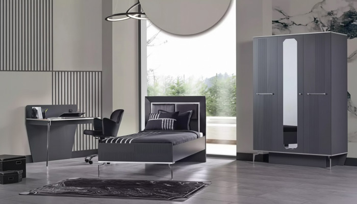 Set camera da letto per ragazzi con armadio, letto, scrivania - 3 pezzi.   Set camera da letto per ragazzi con armadio, letto, scrivania - 3 pezzi.