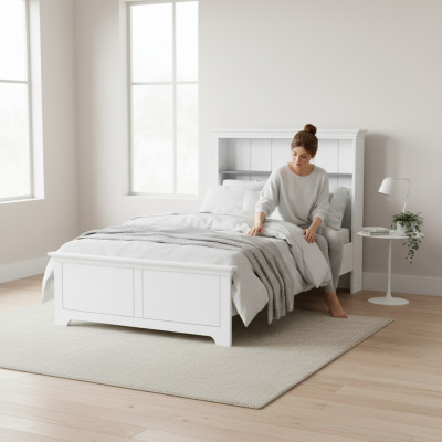 Letto in legno design camera da letto mobili di lusso camera da letto per ragazzi bianco classico
