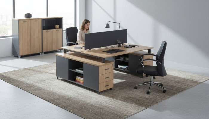 Scrivania 6 cassetti Mobili da ufficio moderni Tavolo in legno di lusso