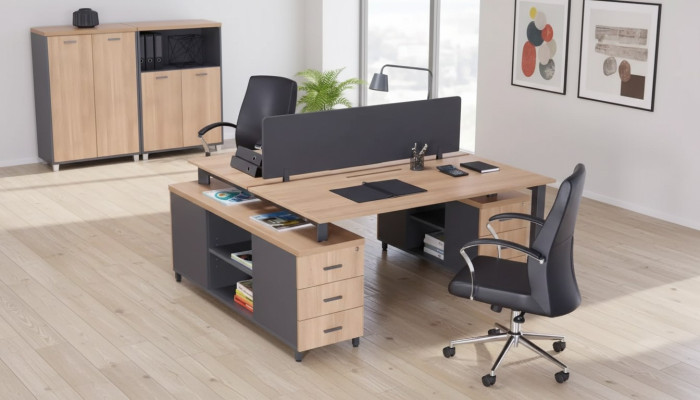 Scrivania 6 cassetti Mobili da ufficio moderni Tavolo in legno di lusso