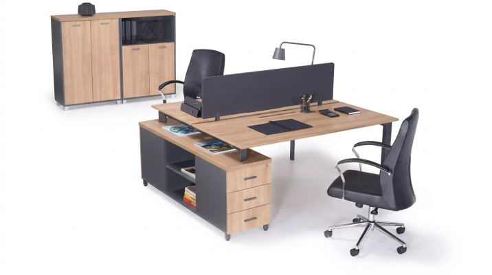 Scrivania 6 cassetti Mobili da ufficio moderni Tavolo in legno di lusso