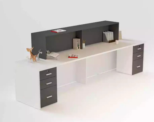Lussuosa reception moderna in stile con materiali di alta qualità.