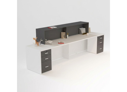 Lussuosa reception moderna in stile con materiali di alta qualità.