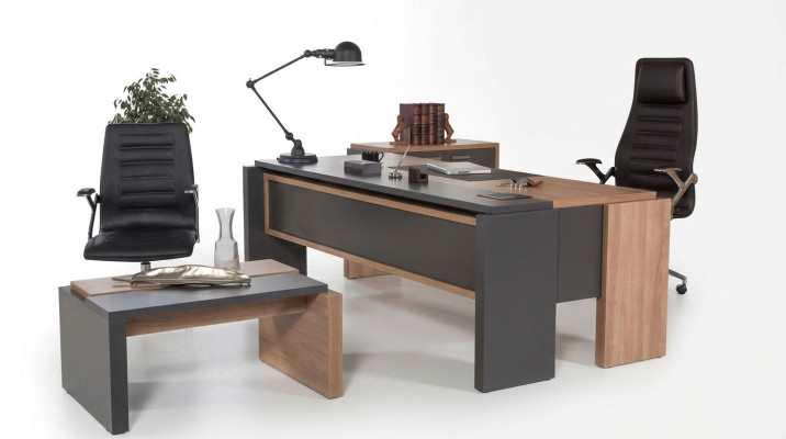 Scrivania di lusso in legno design arredamento ufficio mobili 206x102cm.