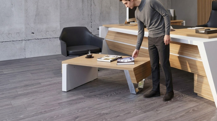 Tavolino moderno in legno da ufficio, tavolo da designer, tavolino, lusso.