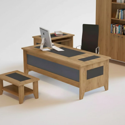 Moderno scrivania marrone di lusso in legno per ufficio espandibile nuovo.