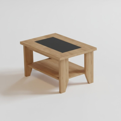 Tavolino marrone progettato dal designer in legno per soggiorno o ufficio.