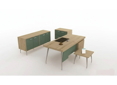 Arredamento per ufficio 4 pezzi. Set scrivania armadietto schedario comodino tavolino