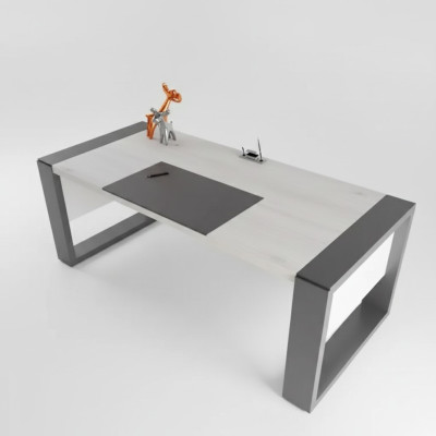 Moderno scrivania bianca, design mobili da ufficio in legno, tavolo per studio.