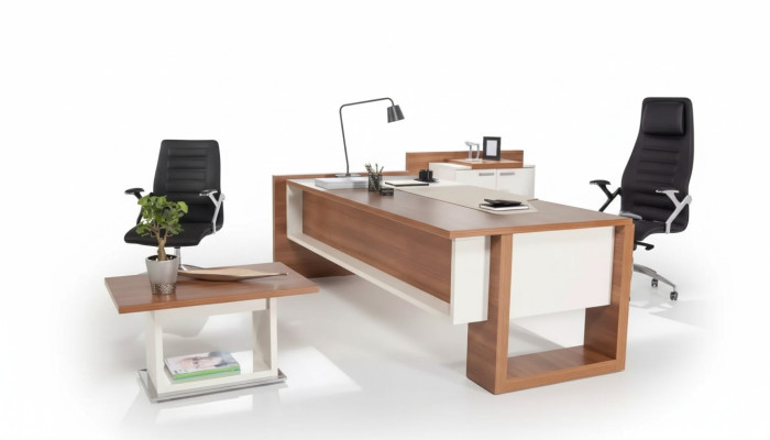 Chef Tavolo Scrivania Marrone Ufficio Tavoli Set Arredamento Ufficio 3 pezzi Completo