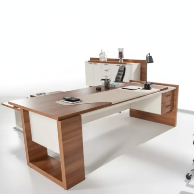Scrivania moderna Mobili da ufficio di lusso Marrone legno cassetti Esclusivo