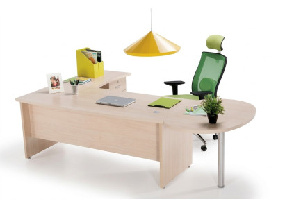 Moderno ufficio scrivania d'angolo esclusiva beige con mobile 2 pezzi.