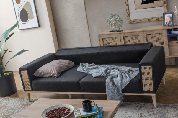 Set moderno di mobili da soggiorno di alta qualità color grigio, nuovi.