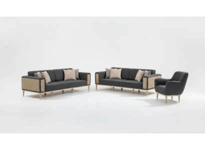 Set moderno di mobili da soggiorno di alta qualità color grigio, nuovi.