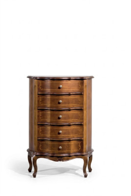 Classico comodino in legno marrone, cassettiera di lusso, mobile consolle.