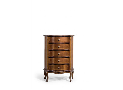 Classico comodino in legno marrone, cassettiera di lusso, mobile consolle.