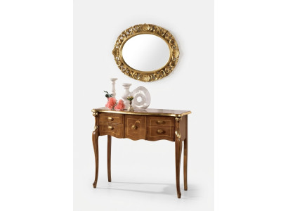 Tavolo console classico in legno marrone, arredo per la sala da pranzo, mobili design.