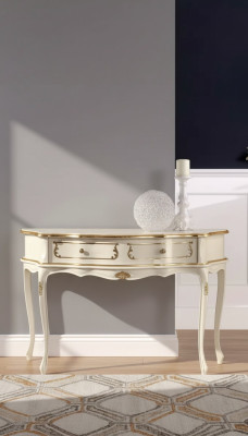 Tavolo consolle classico bianco camera da letto in legno stile barocco