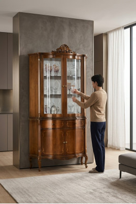 Vetrina in legno di alta qualità Vetrina di lusso Armadio design classico Mobili marroni