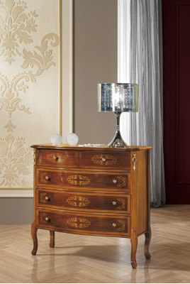 Designer cassettiera classica in legno con 4 cassetti marrone per il soggiorno.