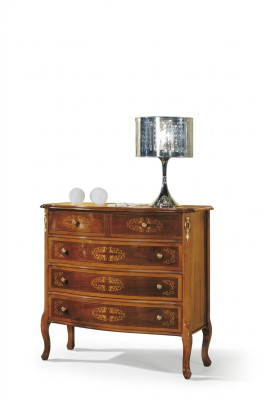 Designer cassettiera classica in legno con 4 cassetti marrone per il soggiorno.