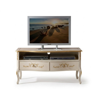 Classico armadio RTV bianco in legno, mobile per soggiorno, design console
