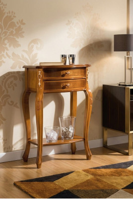 Tavolino classico in legno, tavolino con ripiano in legno di alta qualità, consolle con cassetti