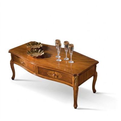 Tavolino classico in legno marrone con design di lusso e cassetti - nuovo.