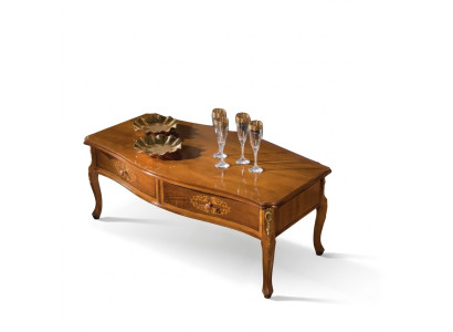 Tavolino classico in legno marrone con design di lusso e cassetti - nuovo.