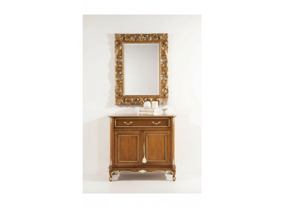 Soggiorno mobili marrone credenza in legno madia a due ante cassetto.