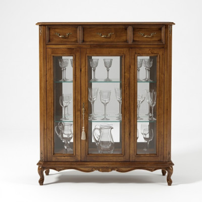 Design classico di mobili Vetrina marrone Vetrina di vetro elegante lussuosa nuova.