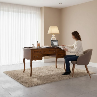 Scrivania da ufficio marrone Mobili di lusso per lo studio Legno Scrivania Classica