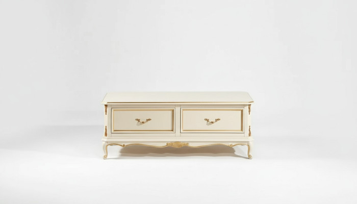 Tavolino da salotto di lusso bianco di design per il soggiorno, classico tavolo in legno.