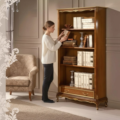 Scaffale per libri per il soggiorno Mobili classici marroni Scaffali in legno